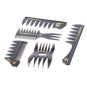 1 Sets Wide Teeth Hairbrush Fork Comb Men Beard Hairdressing Brush Barber Shop Styling Tool Salon Accessory Wood Handle