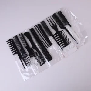 10 PCS Salon Tools Haircut Plastic Hair Comb Kit Professional Custom Barber Supplies Comb Set
