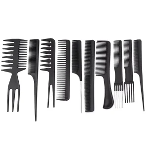 10 pieces Set Barber Comb Plastic Cutting Comb Black Household Salon Hair Combs