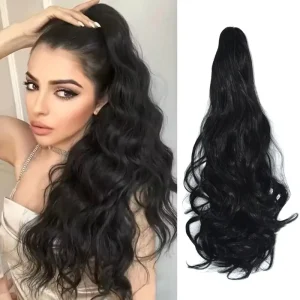 100% Claw Ponytail Clip in on Pony Tail Hair Extensions Ombre Claw 24″ Long Curly Wavy Ponytail Extension