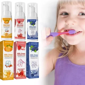 100% Natural Fluoride Free Fruit Flavored Anti Cavity Teeth Whitening Mousse Kids Foam Toothpaste