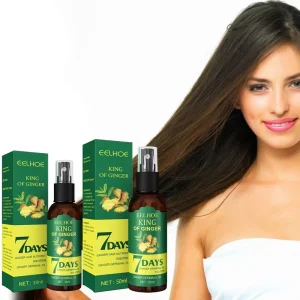 100% Natural Vegan King of Ginger 7 Days Ginger Germinal Oil Hair Growth Spray Strong Repairing Leave In Nourishing