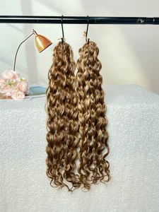 100% Natural Vietnamese Water Wave #P4-27 Dark Brown With Honey Blonde Highlights Human Hair Crochet Extensions