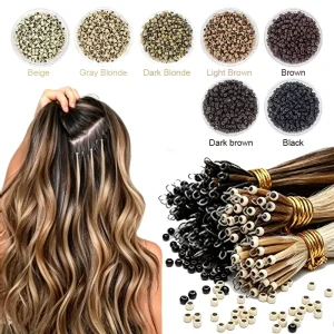 1000PCS 3MM Secure Ginger Brown Copper Nano Ring Beads Hair Extension Tools