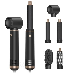 1000W Hair Straightening Comb Black Hot Air Styling Brush 5 in 1 Hair Hot Air Brush