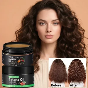 100g Natural Organic Vegan Curling Cream Argan Batana Oil Nourishing Leave In for Dry Damaged Hair 2 in 1 Formula Custom Logo