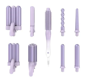 11 in 1 Multifunctional Electric Professional Hair Curler Iron Set Aluminum Interchangeable Barrels French Household Use LED