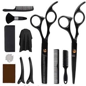 11PCS Hair Scissor Set Home Use Hair Hairdressing Scissors Kit Hair Clipper Razor Thinning Cutting Scissors Barber Haircut Set