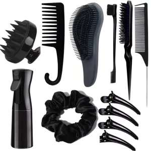 11pcs Set Hair Styling Comb Set Detangling Hair Detangler Brush Teasing Silicone Scalp Massager Shampoo Brush