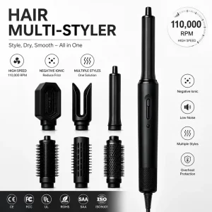 1200W 6 in 1 Hair Styling Tools High Speed Hair Dryer Brush Professional Automatic Hair Curler Multi Hair Styler