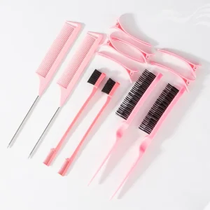 12PCS Professional Salon Hair Comb Kit Hairdressing Tool Set Hair Sectioning Clip Edge Hair Styling Parting Comb Teasing Brush