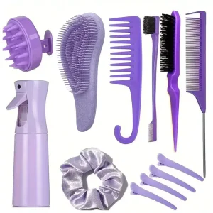 12pcs Set Hair Styling Comb Set Detangling Hair Detangler Brush Teasing Silicone Scalp Massager Shampoo Brush