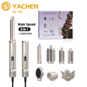 1400W Professional 8 in 1 Multi Styler Hot Air Brush High Speed Hair Dryer Straightener Set Powerful Straightening