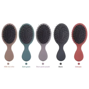 14cm Mini Boar Bristle Cushion Hair Brush ABS Handle 45g 5 Colors Custom Logo Travel Compact Hairbrush