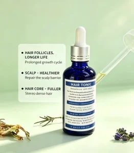 15% Herbal Nourishing Hair Growth Oil 60ml Tonic Serum for Dry Damaged Hair Treatment Regrowth Organic Biotin 2 IN 1 Formula