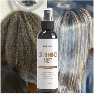 180ml Glossy Shiny Hair Spray Frizz Control Detangling Thermal Silkening Mist for Silk Presses