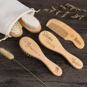 1PCS Free Custom Engraved Pine Wood Baby Name Date Hairbrush Comb Gift Valentine’s Day Baby Shower Gift
