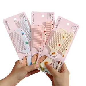 2 Pack Cute Girl Baby Cartoon Printed Plastic Rat Tail Comb with Pointed Tail Portable Small & Pointed Combs