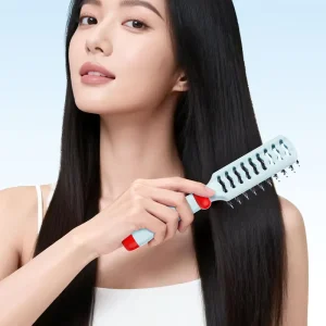 2-in-1 Boar Bristles and Plastic Pins Mixed Bristle Vented Hairbrush Anti-Static Detangling Comb Massaging Scalp Home Travel