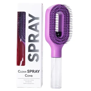 2 in 1 Hair Spray Brush Detangling Comb with Refillable Water Mist Spray Bottle Anti Static Hairbrush for Styling Volumizing