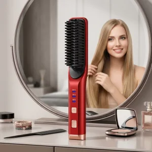 2 in 1 Professional Hair Straightener Comb Portable Hot Comb Hair Straightener