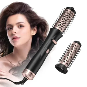 2 in 1 Rotating Hair Straightener Comb Hairbrush Hair Dryer Brush Hair Curler Styling Brush