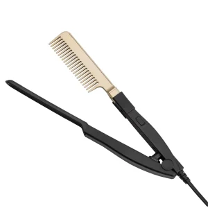 2 in 1 V shaped Hair Styling Comb Copper Electric Hot Comb Hair Straightener