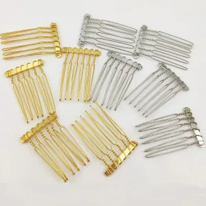 2.5cm*3.7cm 6teeth Metal Hair Clip Combs Twisted Wire Side Combs Hairpin for DIY Bridal Wedding Veil Combs