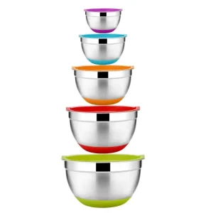 20-30cm 6 Pack Multifunctional Stackable Colour Baking Cooking Food Serving Stainless Steel Salad Mixing Bowl Set