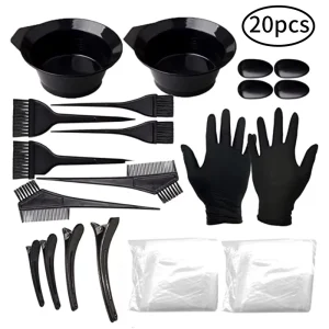 20 Pcs Set Black Plastic Hair Tinting Combo Salon Hair Coloring Dyeing Tools Set