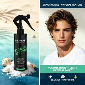 250ml Sea Salt Spray Natural Castor Oil Adds Volume Texture Moisturizing Wave Hair Styling Spray for Men Strong Hold