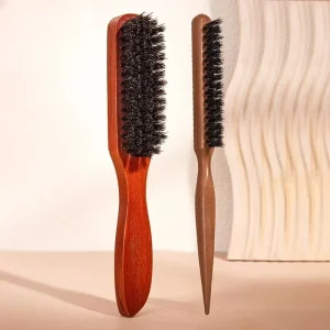 2pcs Bristle Hairbrush with Wooden Handle Scalp Massage Brush Set for All Hair Types
