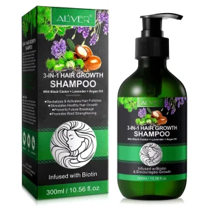 3 In 1 Strengthening Thickening Regrowth Hair Growth Shampoo With Black Castor Lavender Argan Oil for Thinning and Hair Loss
