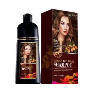 3 in 1 Argan Oil Hair Color Shampoo 400ml Cover Gray White Hair Herbal Hair Dye Shampoo OEM Private Label