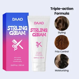 3 in 1 Herbal Styling Cream for Curly Wavy Hair Strong Hold Curl Defining Frizz Control Moisturizing Rinse Off Label