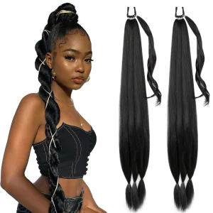 30″ Braided Ponytail DIY Box Jumbo Braid Hairpiece Synthetic Wrap Around Natural Soft Hair Extension