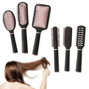 3PCS Hair Brush Styling Set Salon Cushion Scalp Massager Gift Kit Detangling Hair Brushes Set