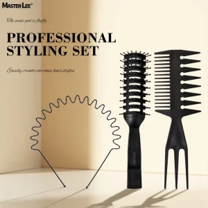 3pcs Black Hair Styling Set barber Hair Brush multifunction Styling Comb Set Hair Clasp for Hair Styling Tool for All Types Hair