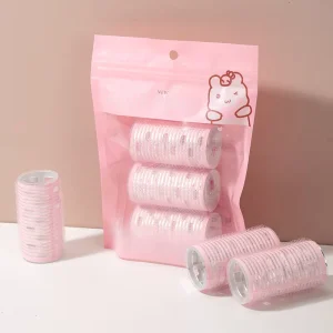 3pcs Ceramic Thermal Hair Rollers Set S911 Pink Velcroe Roller Curlers for Short Long Medium Hair Self Grip Plastic Hair Rollers