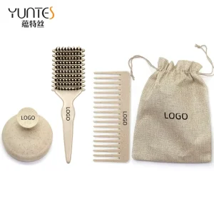 3pcs Kit Wheat Straw Fiber Plastic ABS Rubber Scalp Massager Detangler Hair Brush Flat Hair Comb Hair Styling Tools