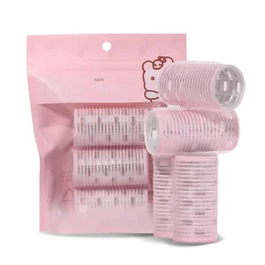 3pcs Self Grip Plastic Hair Aluminium Roller Volumizing Hook Hair Rollers Set Pink for Velcro Curlers for Short Medium HairS911