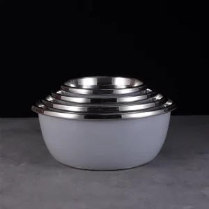 4 Pcs Stackable Colored Metal Stainless Steel Kitchen Large Salad Mixing Bowls Set