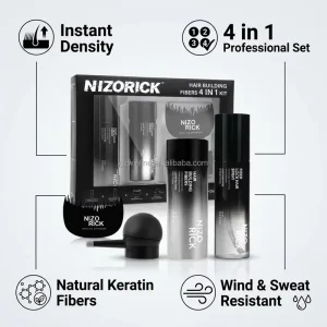 4 in 1 Hair Building Fiber Kit Instant Thickening Powder Keratin Fiber with Hair Hold Spray for Men and Women