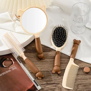 4PCS Hair Brush and Mirror Styling Set Salon Cushion Scalp Massager Gift Kit Detangling Hair Brushes Set