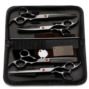 4Pcs Set Professional Salon Barber Scissors Hairdressing Shears Haircut Tool Kit With Comb for Pet Grooming Hair Styling 7.0″