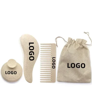 4pcs Eco friendly Wheat Straw Matt Detangler Hairbrush Scalp Massager Shampoo Brush Wide Teeth Comb Sets Wet Dry Hair Brush
