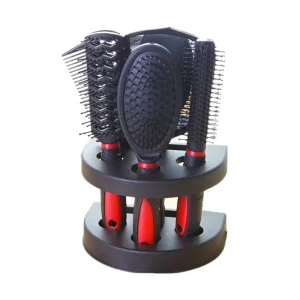 5 Hair Combs Set Professional Salon Hair Cutting Brushes Set Salon Styling Tool Mirror and Holder Stand Set Dressing Comb Kits