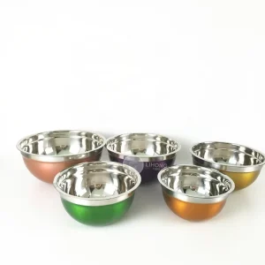 5 Pcs Set 201 Stainless Steel Mixing Bowl With Colorful Painting