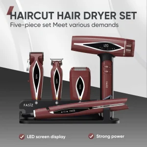 5 in 1 Hair Dryer Clipper Grooming Kit Foil Razor Beard Trimmer Hair Straightener Styler Complete Home Care Gift Set