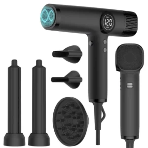 5 in 1 Hair Dryer Set 110000rpm High Speed Hair Dryer with LCD Display Curler Nozzle Styling Tools Hair Blow Dryer